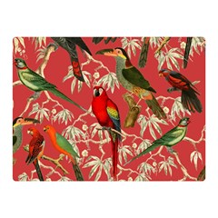 Vintage Tropical Birds Pattern In Pink Two Sides Premium Plush Fleece Blanket (mini)