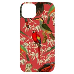 Vintage Tropical Birds Pattern In Pink Iphone 14 Plus Black Uv Print Case