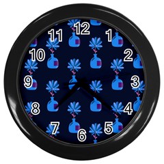 Flower Vase Pattern Wall Clock (black)