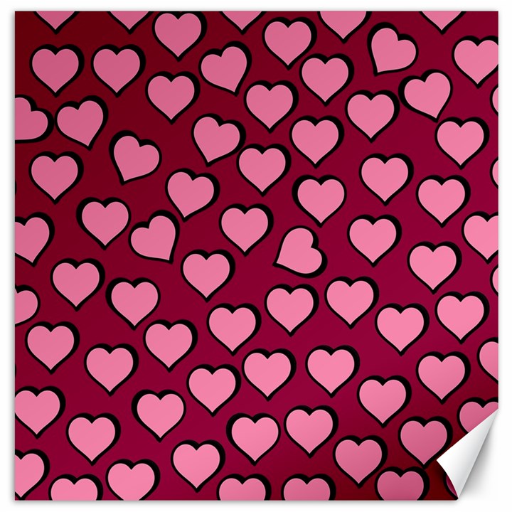 Pattern Pink Abstract Heart Love Canvas 16  x 16 
