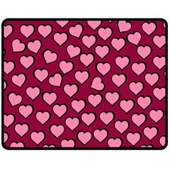 Pattern Pink Abstract Heart Love Fleece Blanket (medium) by Ravend