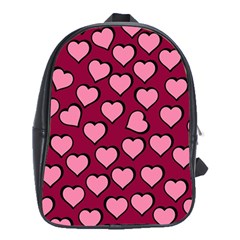 Pattern Pink Abstract Heart Love School Bag (xl)