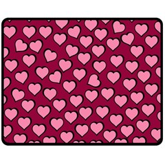 Pattern Pink Abstract Heart Love Two Sides Fleece Blanket (medium) by Ravend