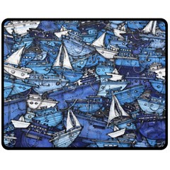 Boat Ship Background Pattern Two Sides Fleece Blanket (medium) by Ravend