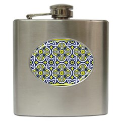 Tiles Panel Decorative Decoration Traditional Pattern Hip Flask (6 Oz)