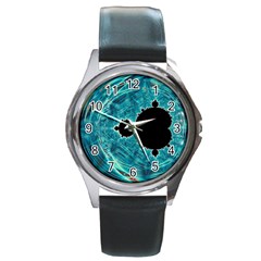 Fractal Abstract Background Round Metal Watch