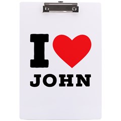 I Love John A4 Acrylic Clipboard