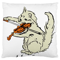 Cat Playing The Violin Art Large Cushion Case (two Sides)