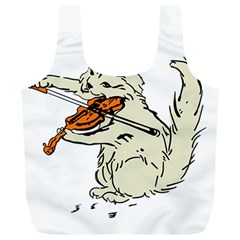 Cat Playing The Violin Art Full Print Recycle Bag (xl)