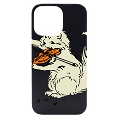 Cat Playing The Violin Art Iphone 14 Pro Max Black Uv Print Case