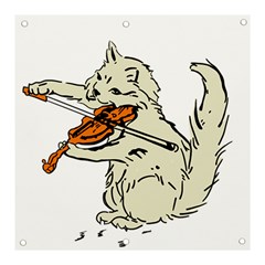 Cat Playing The Violin Art Banner And Sign 3  X 3  by oldshool
