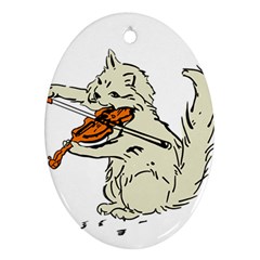 Cat Playing The Violin Art Oval Ornament (two Sides) by oldshool