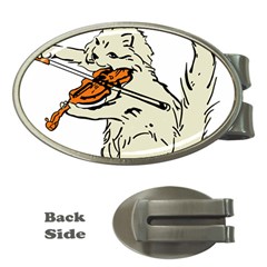 Cat Playing The Violin Art Money Clips (oval)  by oldshool