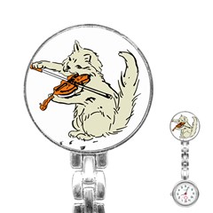 Cat Playing The Violin Art Stainless Steel Nurses Watch by oldshool