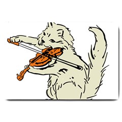 Cat Playing The Violin Art Large Doormat by oldshool