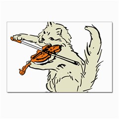 Cat Playing The Violin Art Postcard 4 x 6  (pkg Of 10) by oldshool