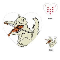 Cat Playing The Violin Art Playing Cards Single Design (heart) by oldshool