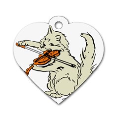 Cat Playing The Violin Art Dog Tag Heart (two Sides) by oldshool