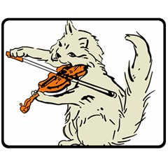 Cat Playing The Violin Art Fleece Blanket (medium) by oldshool