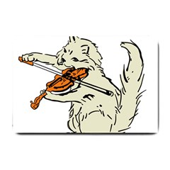 Cat Playing The Violin Art Small Doormat by oldshool