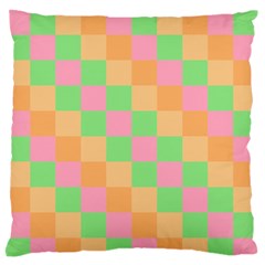 Checkerboard-pastel-squares Large Premium Plush Fleece Cushion Case (one Side) by Semog4