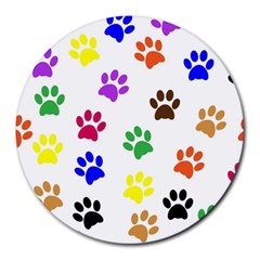Pawprints-paw-prints-paw-animal Round Mousepad by Semog4