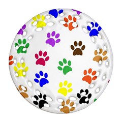 Pawprints-paw-prints-paw-animal Round Filigree Ornament (two Sides) by Semog4