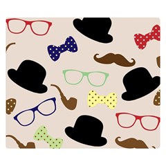 Moustache-hat-bowler-bowler-hat Two Sides Premium Plush Fleece Blanket (small) by Semog4