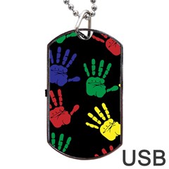 Handprints-hand-print-colourful Dog Tag Usb Flash (two Sides) by Semog4