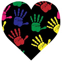 Handprints-hand-print-colourful Wooden Puzzle Heart by Semog4