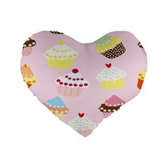 Cupcakes Wallpaper Paper Background Standard 16  Premium Heart Shape Cushions by Semog4