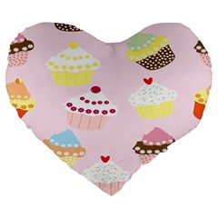 Cupcakes Wallpaper Paper Background Large 19  Premium Flano Heart Shape Cushions by Semog4