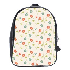 Floral-pattern-wallpaper-retro School Bag (large) by Semog4