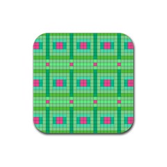 Checkerboard-squares-abstract-- Rubber Coaster (square) by Semog4