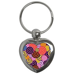 Abstract-circles-background-retro Key Chain (heart) by Semog4