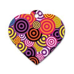 Abstract-circles-background-retro Dog Tag Heart (one Side)