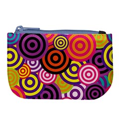 Abstract-circles-background-retro Large Coin Purse by Semog4