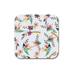Floral-backdrop-pattern-flower Rubber Square Coaster (4 Pack) by Semog4