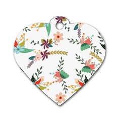 Floral-backdrop-pattern-flower Dog Tag Heart (two Sides) by Semog4