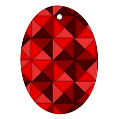 Red Diamond Shapes Pattern Ornament (oval)