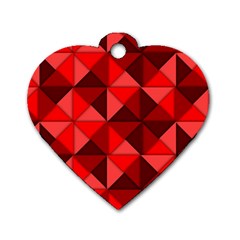Red Diamond Shapes Pattern Dog Tag Heart (one Side) by Semog4
