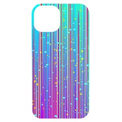 Blue Magenta Speckles Line Iphone 14 Black Uv Print Case by Semog4