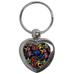 Grateful Dead Pattern Key Chain (heart) by Semog4