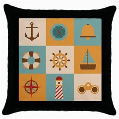 Nautical Elements Collection Throw Pillow Case (black)
