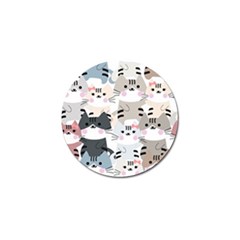 Cute Cat Couple Seamless Pattern Cartoon Golf Ball Marker (10 Pack) by Semog4