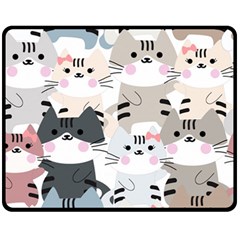 Cute Cat Couple Seamless Pattern Cartoon Fleece Blanket (medium) by Semog4