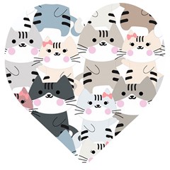 Cute Cat Couple Seamless Pattern Cartoon Wooden Puzzle Heart by Semog4