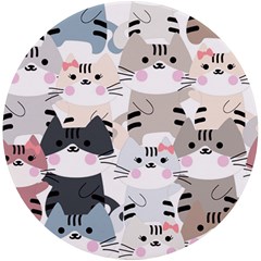 Cute Cat Couple Seamless Pattern Cartoon Uv Print Round Tile Coaster by Semog4