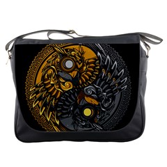 Yin Yang Owl Doodle Ornament Illustration Messenger Bag by Semog4