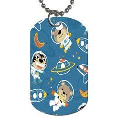 Seamless Pattern Funny Astronaut Outer Space Transportation Dog Tag (one Side) by Semog4